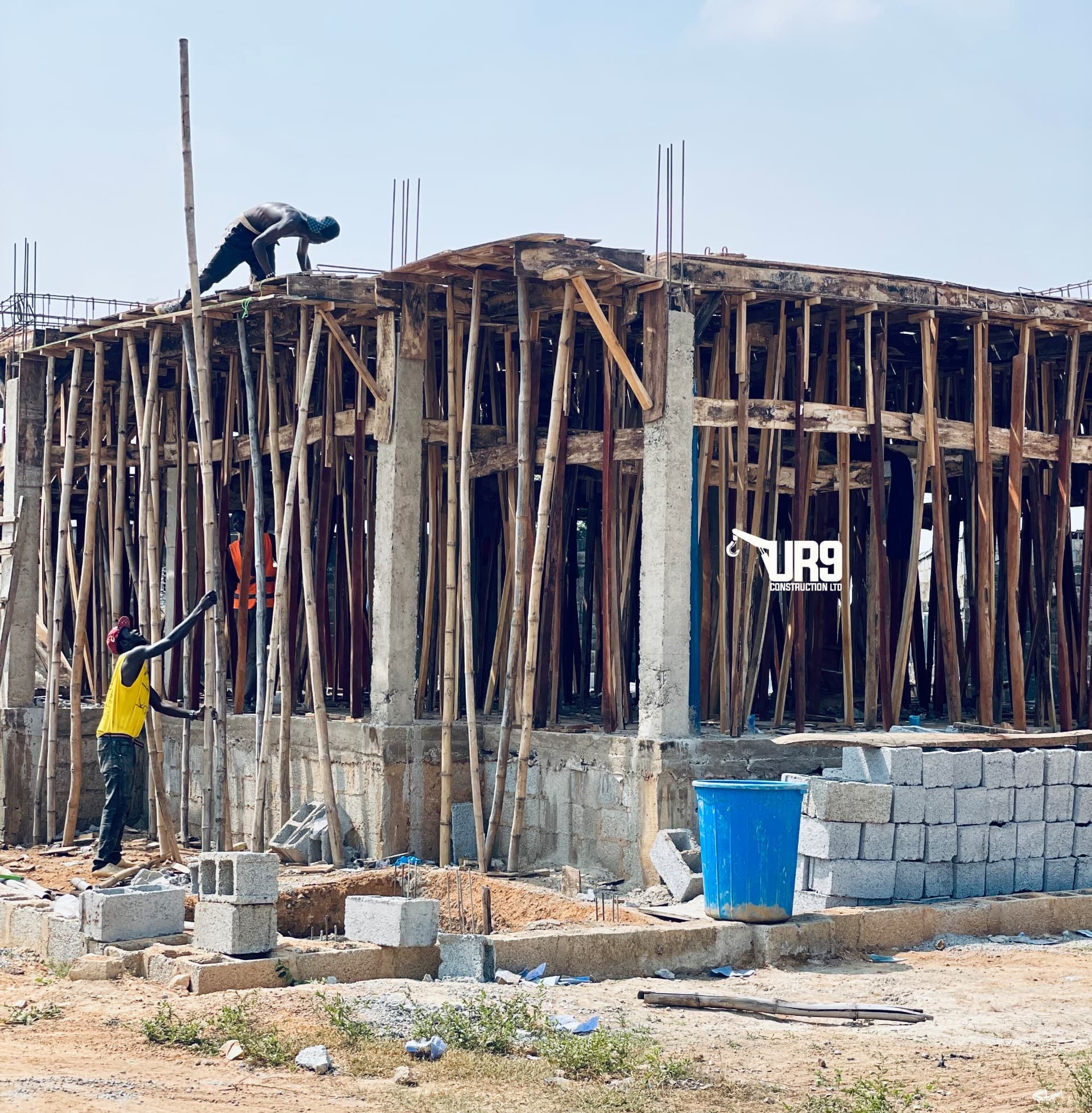 Construction site view with framework
